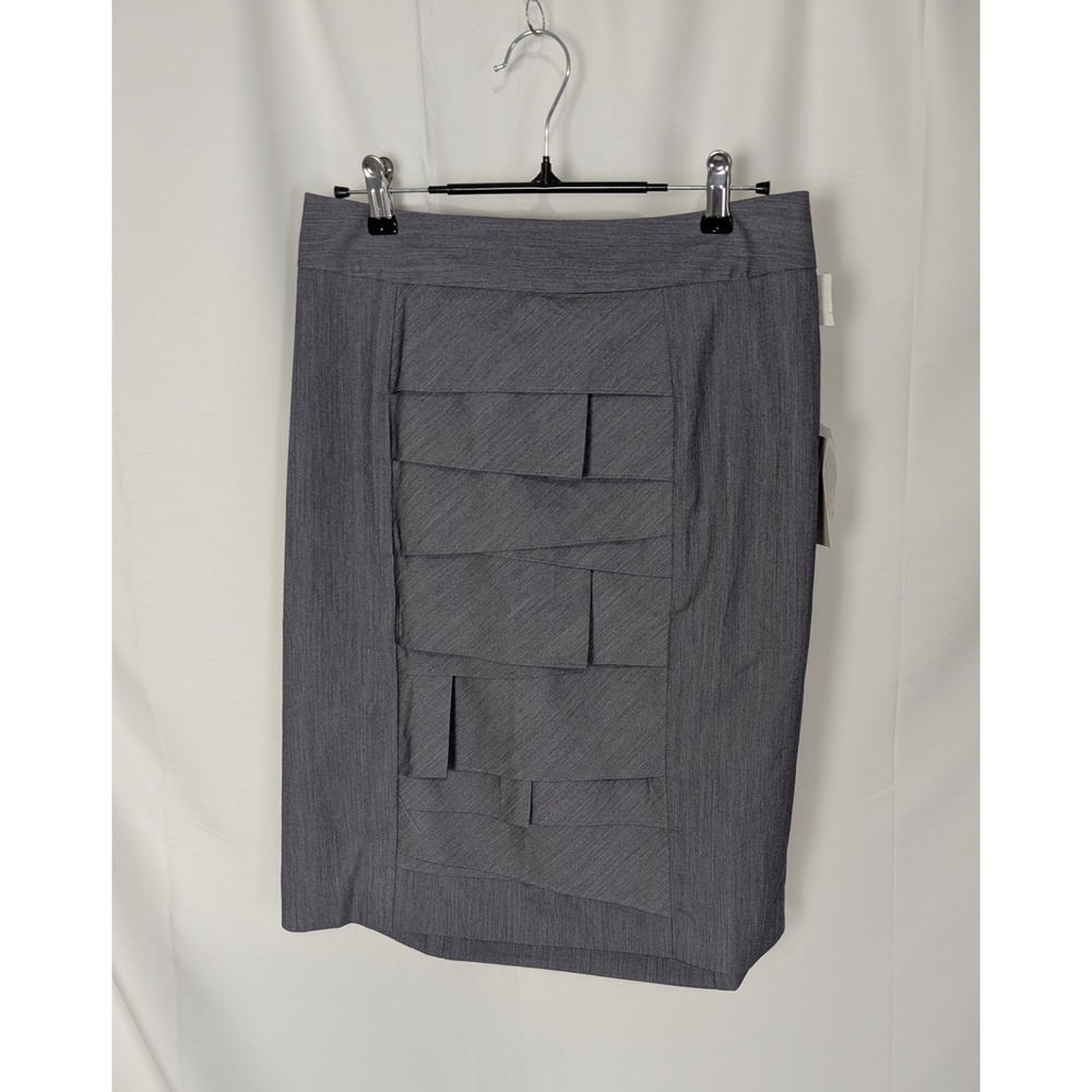 Chelsea & Theodore Pewter Grey Tiered Ruffle Pencil Skirt Size 10 - NWT Office